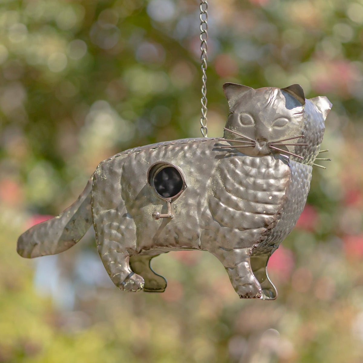 Napa Valley Wildflower Co 27.5" Galvanized Cat Hanging Birdhouse