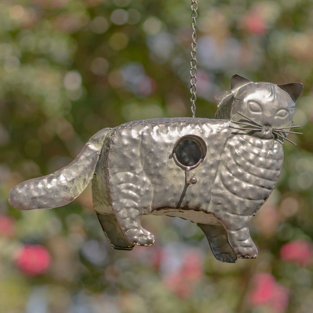 Napa Valley Wildflower Co 27.5" Galvanized Cat Hanging Birdhouse