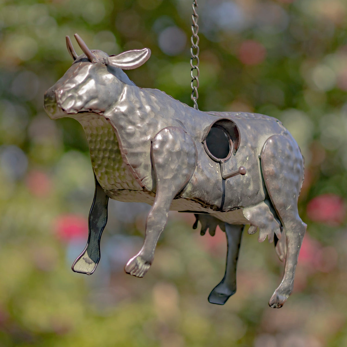 Napa Valley Wildflower Co 26" Galvanized Cow Hanging Birdhouse