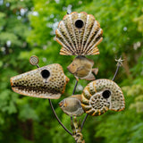 Napa Valley Wildflower Co Coastal Seashell Triple Birdhouse Garden Stake