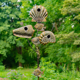 Napa Valley Wildflower Co Coastal Seashell Triple Birdhouse Garden Stake