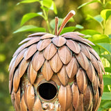 Napa Valley Wildflower Co. 67" Pinecone Birdhouse Garden Stake – Distressed Copper Finish