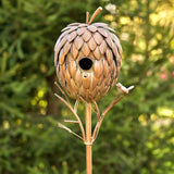 Napa Valley Wildflower Co. 67" Pinecone Birdhouse Garden Stake – Distressed Copper Finish