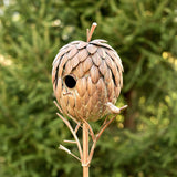 Napa Valley Wildflower Co. 67" Pinecone Birdhouse Garden Stake – Distressed Copper Finish