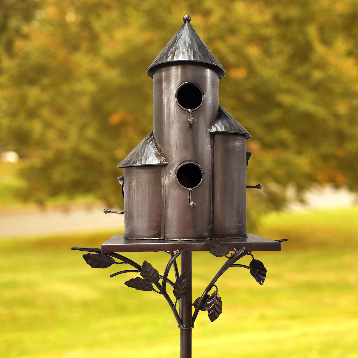 Napa Valley Wildflower Co 73.5" Metal Triple Birdhouse Garden Stake
