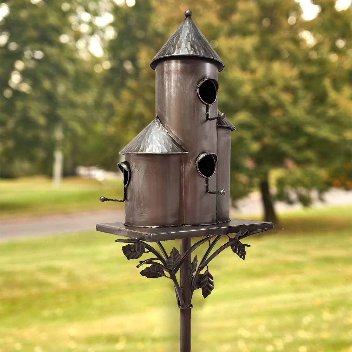 Napa Valley Wildflower Co 73.5" Metal Triple Birdhouse Garden Stake