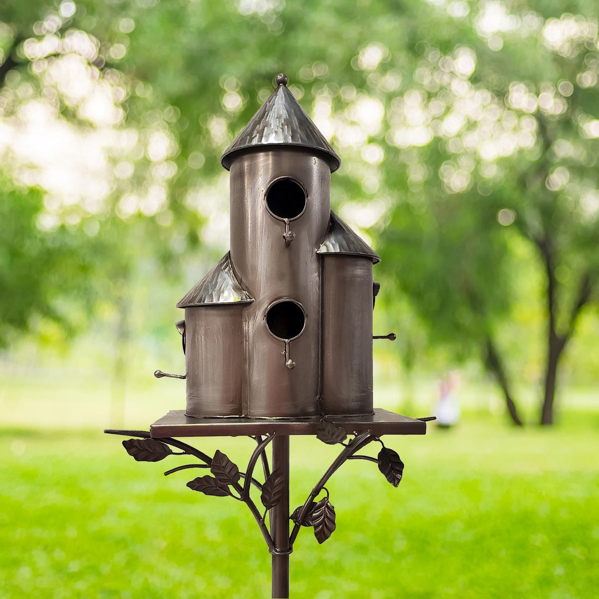 Napa Valley Wildflower Co 73.5" Metal Triple Birdhouse Garden Stake