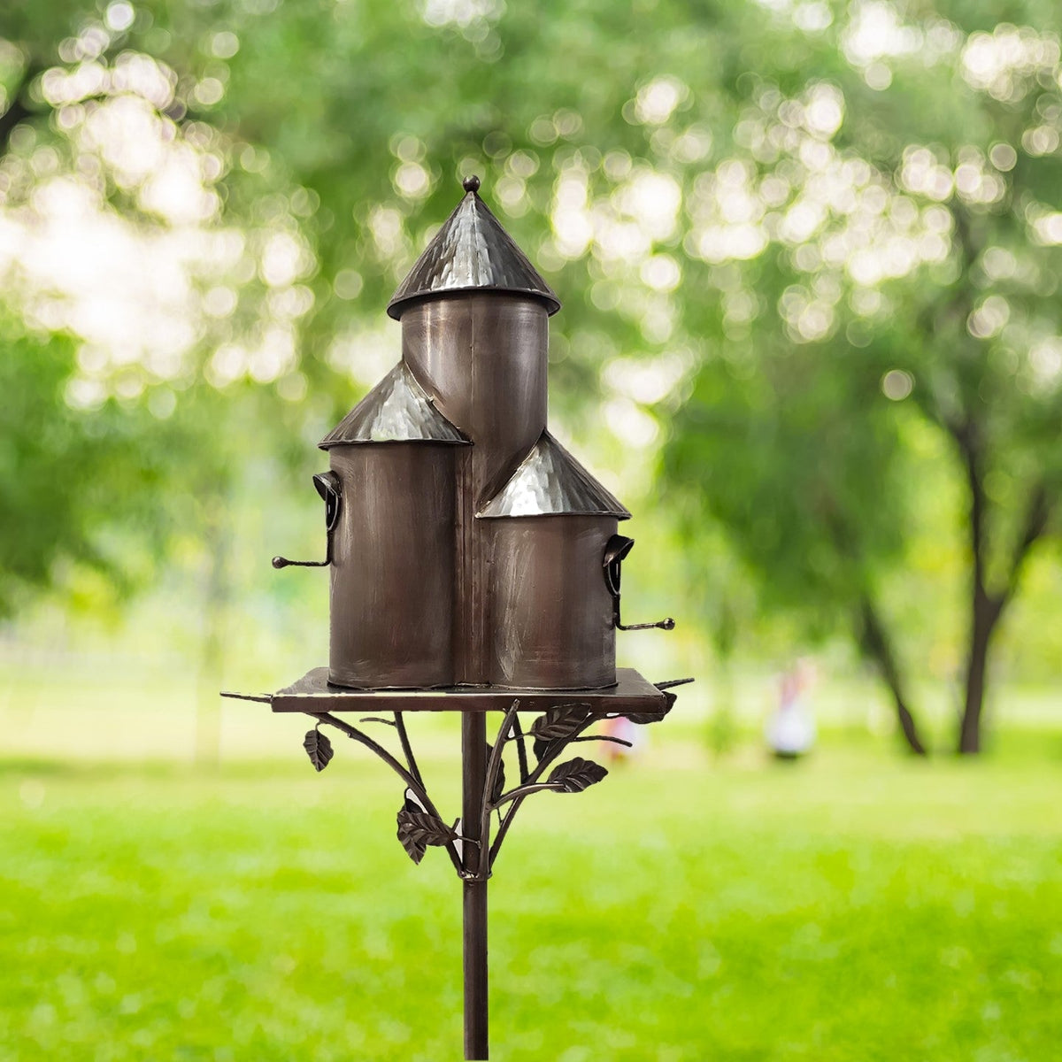 Napa Valley Wildflower Co 73.5" Metal Triple Birdhouse Garden Stake