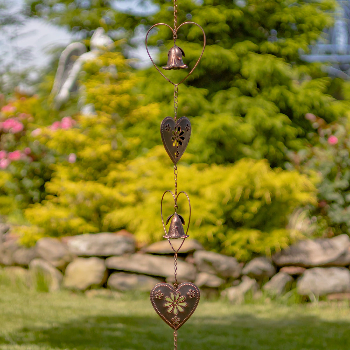 Napa Valley Wildflower Co 96.25" Heart & Bell Iron Rain Chain