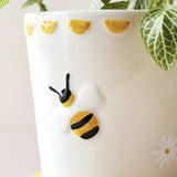 Honey Bee Ceramic Planter Pot with Matching Drainage Tray