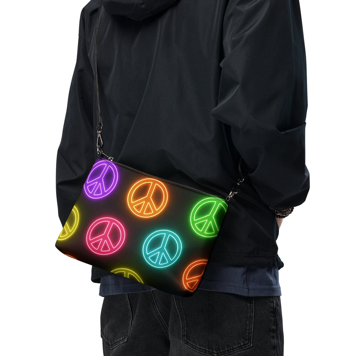 Neon Peace Cross-body Bag – Colorful Festival Side Bag
