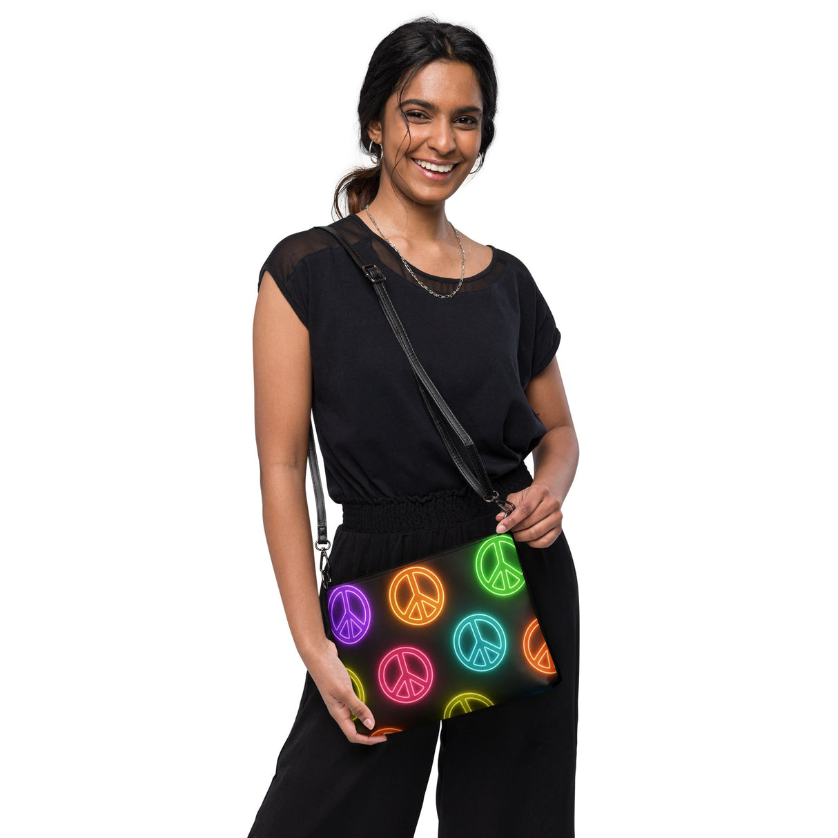 Neon Peace Cross-body Bag – Colorful Festival Side Bag