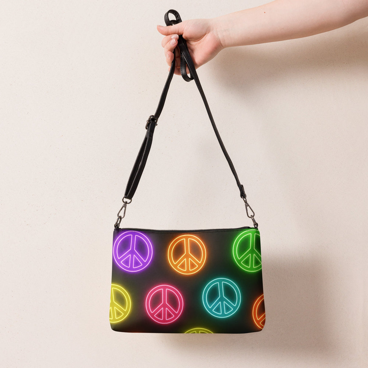 Neon Peace Cross-body Bag – Colorful Festival Side Bag