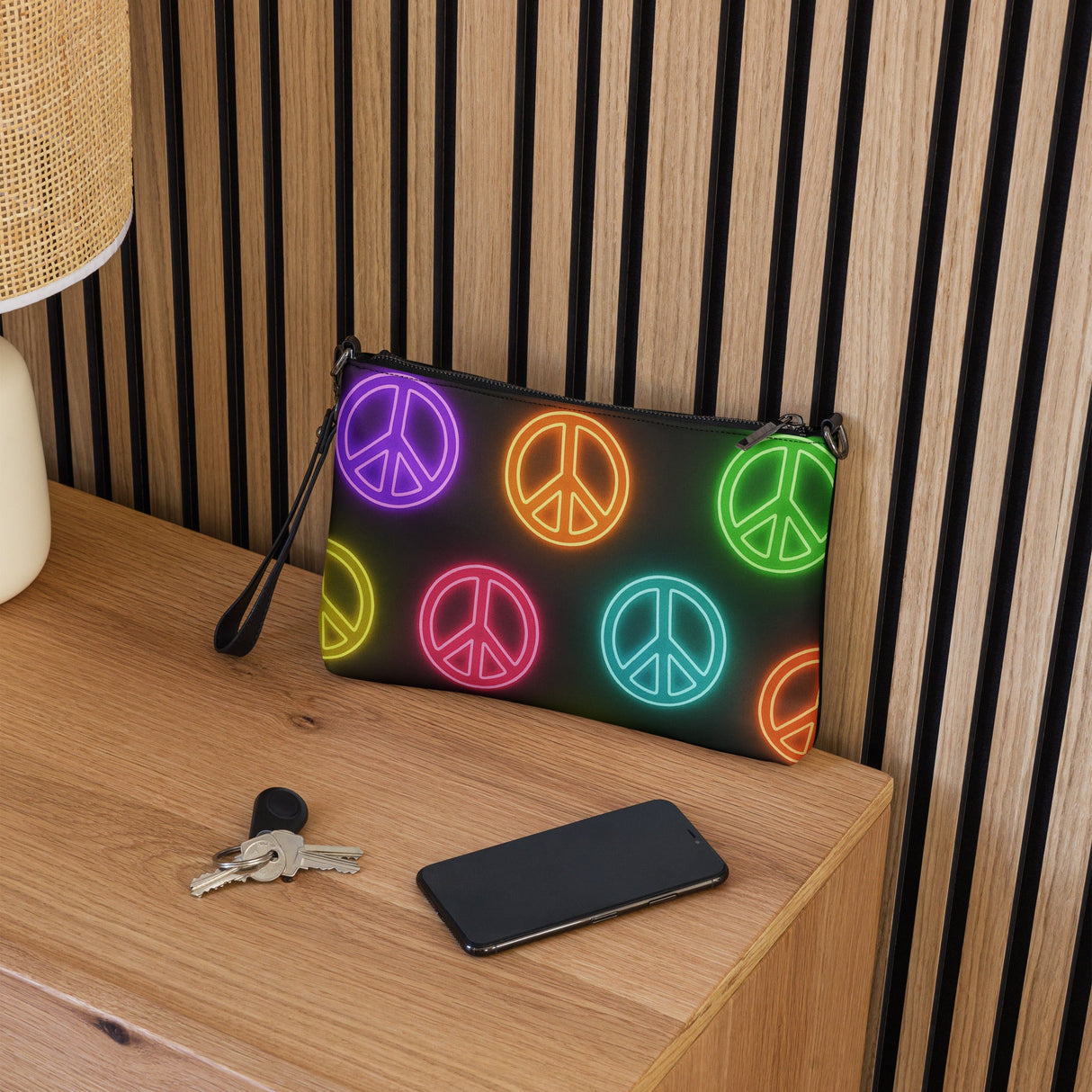 Neon Peace Cross-body Bag – Colorful Festival Side Bag
