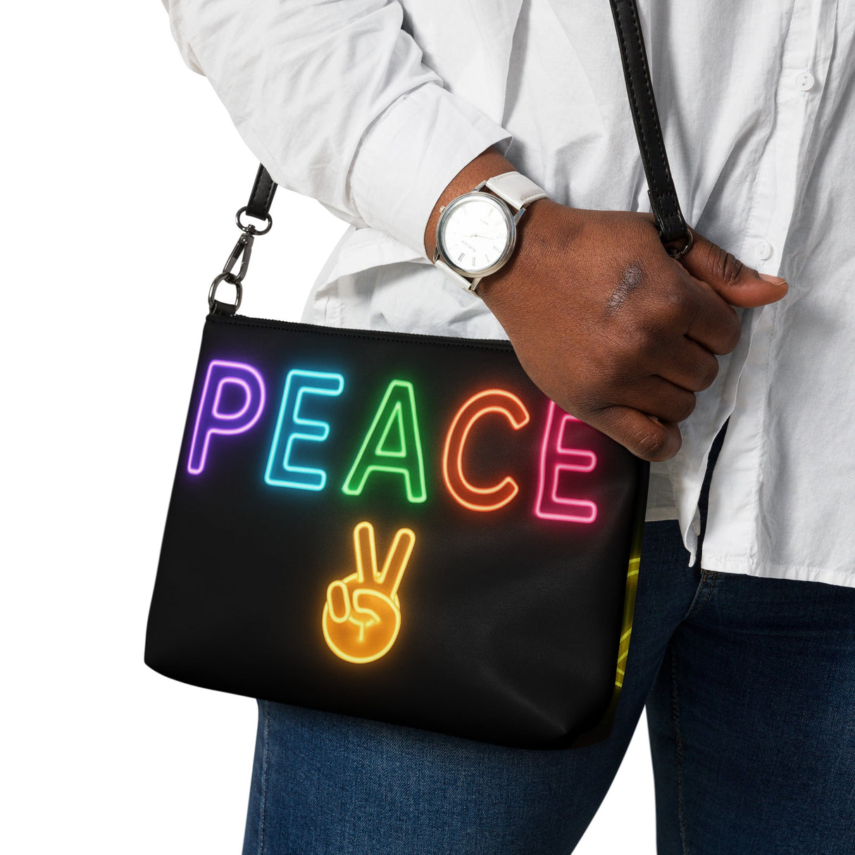 Neon Peace Cross-body Bag – Colorful Festival Side Bag