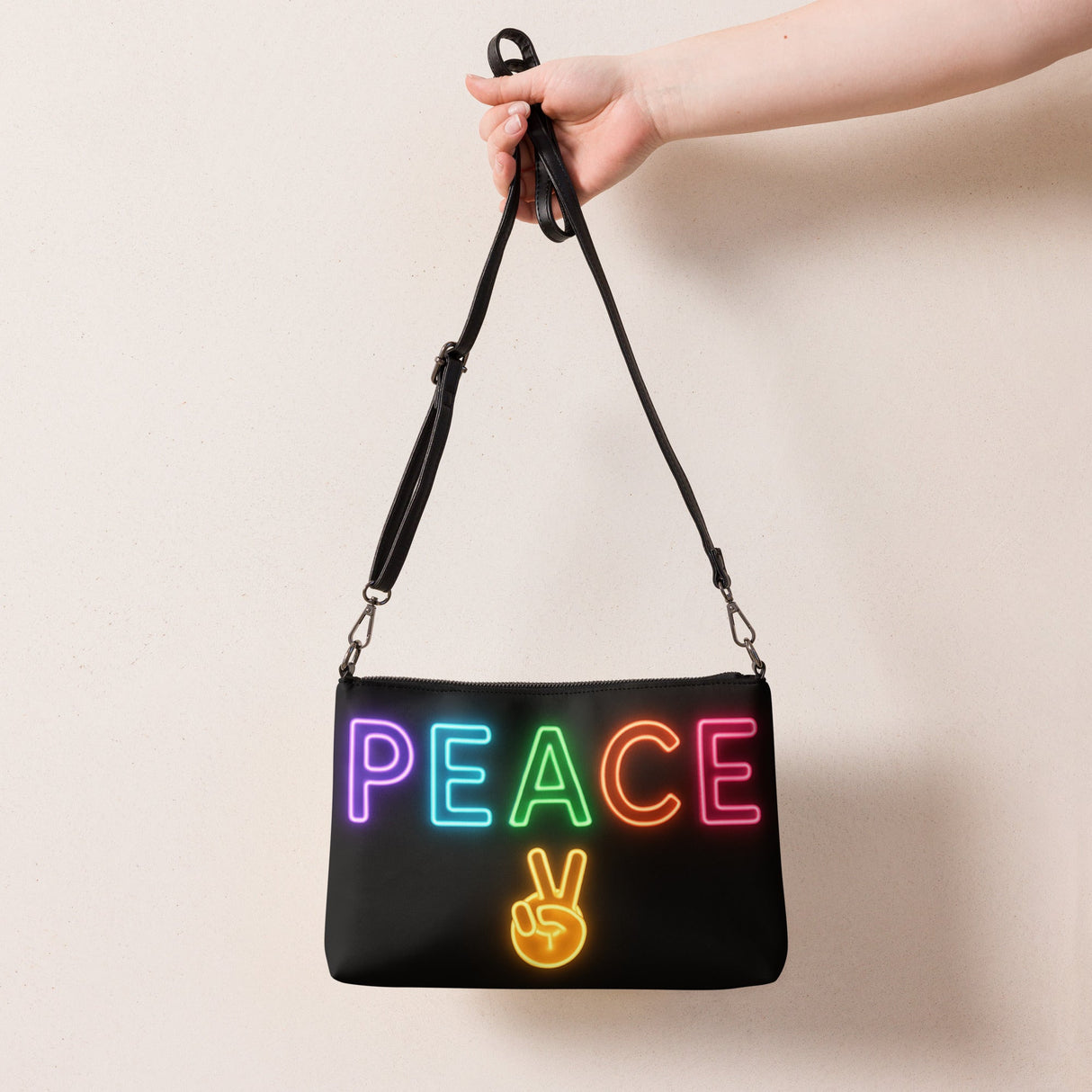 Neon Peace Cross-body Bag – Colorful Festival Side Bag