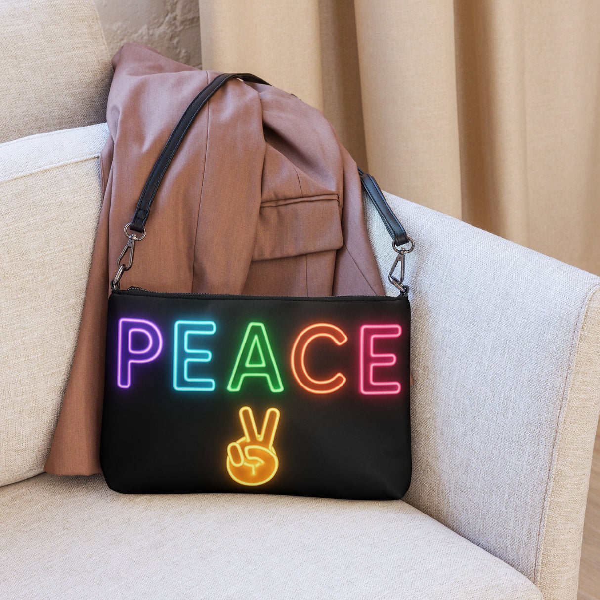 Neon Peace Cross-body Bag – Colorful Festival Side Bag