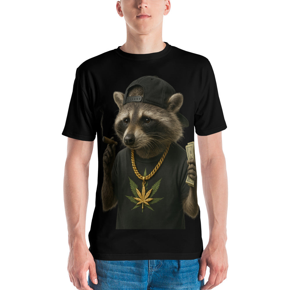 Gangster Raccoon 420 T-Shirt – Bold Cannabis-Inspired Design