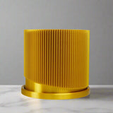 Mid-Century Ribbed 3D Printed Planter with Drainage & Saucer
