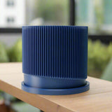Mid-Century Ribbed 3D Printed Planter with Drainage & Saucer