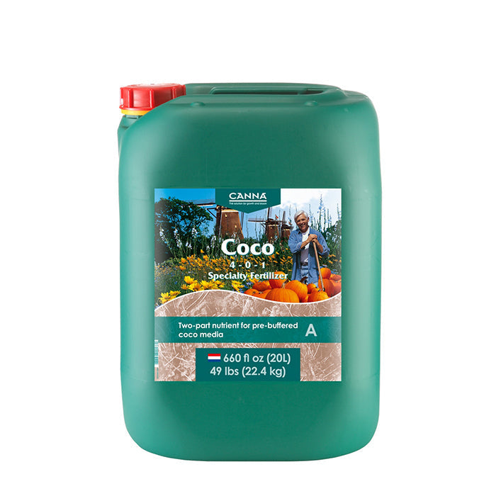 Green Canna Coco fertilizer container on a white background