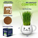 ZestiGreens Cat Grass Mug Growing Kit – Ceramic Planter with Organic Wheatgrass Seeds