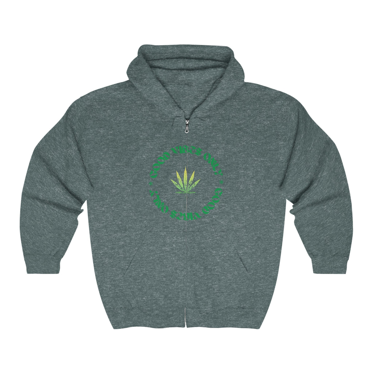 Good Vibes Only Men's Weed Zip Up Hoodie