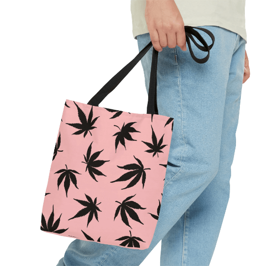 Marijuana Leaves Pink Tote Bag