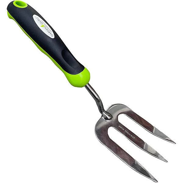 Garden Guru Stainless Steel 6pc Gardening Tool Set (Includes Trowel Transplanter Rake Weeder Cultivator Fork)