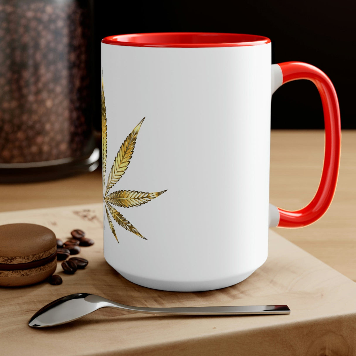 Gold Pot Leaf Coffee Mug