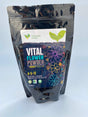Vital Flower Powder packaging with colorful label on a white background