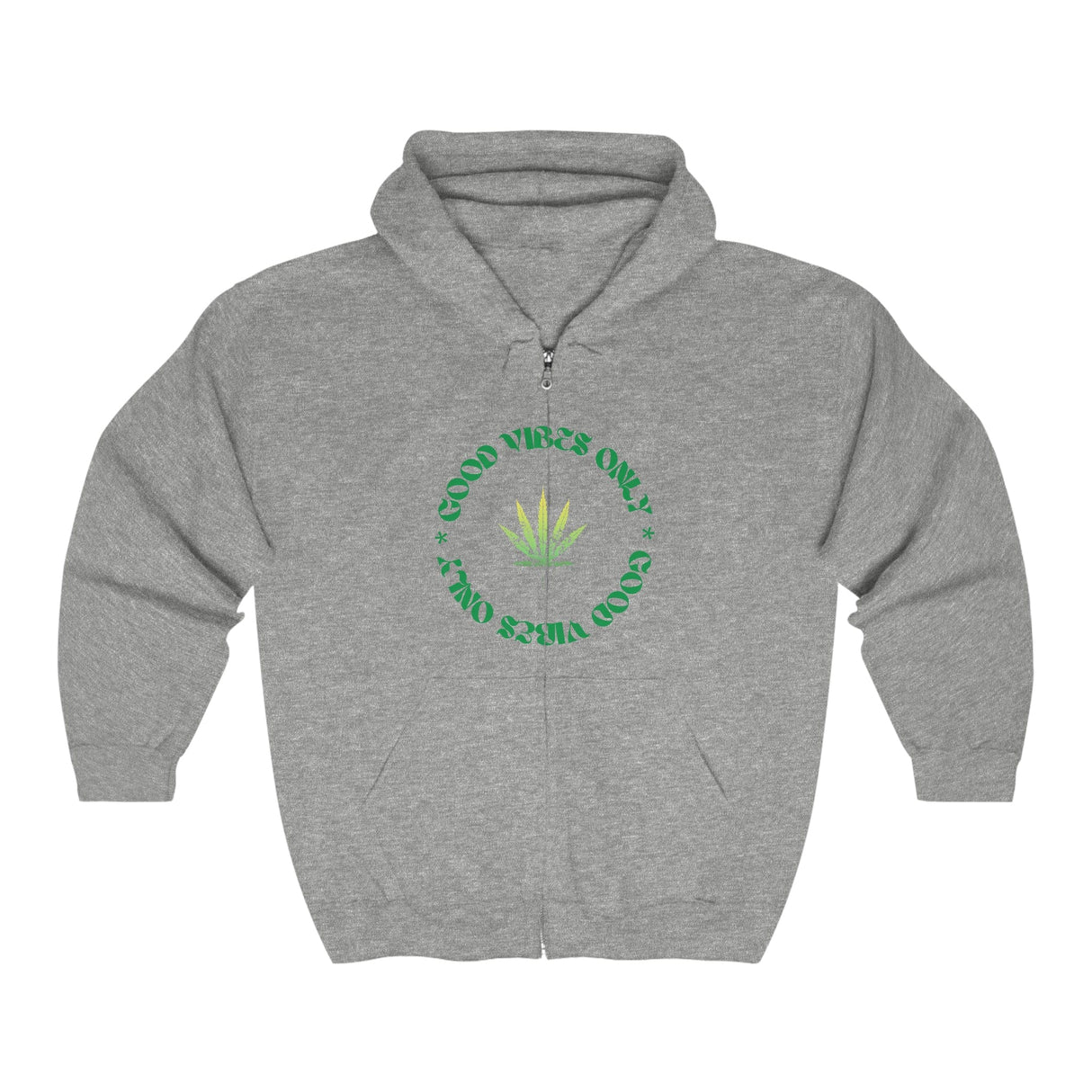 Good Vibes Only Men's Weed Zip Up Hoodie