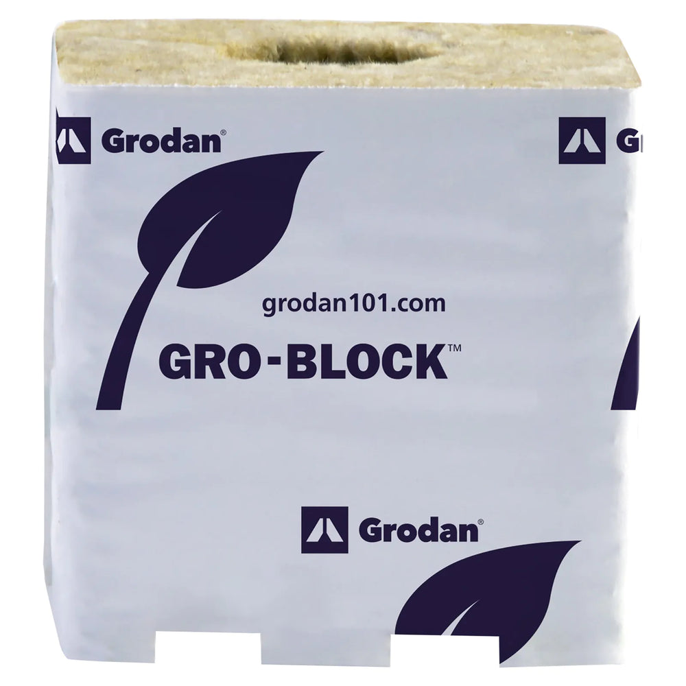 Grodan Gro-Block Improved GR10 Large with Hole, 4" x 4" x 4" (Case of 144)