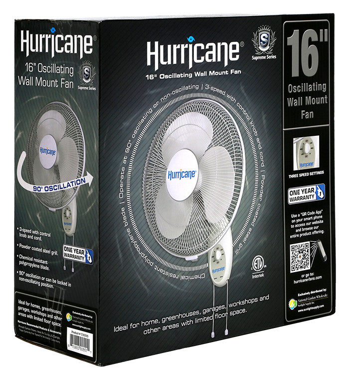 Hurricane 16" Supreme Oscillating Wall Mount Fan