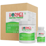 Hormex Rooting Powder packaging including a box and two bottles on a white background