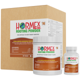 Hormex Rooting Powder packaging including a large box and two smaller bottles on a white background.