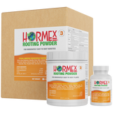 Hormex Rooting Powder packaging including a box and two bottles on a white background