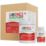 Hormex Rooting Powder packaging including a box and two bottles on a white background