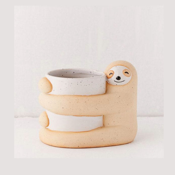Large Hugging Sloth Ceramic Planter Pot for Succulents & Plants