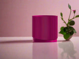Mid-Century Ribbed 3D Printed Planter with Drainage & Saucer