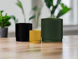 Mid-Century Ribbed 3D Printed Planter with Drainage & Saucer