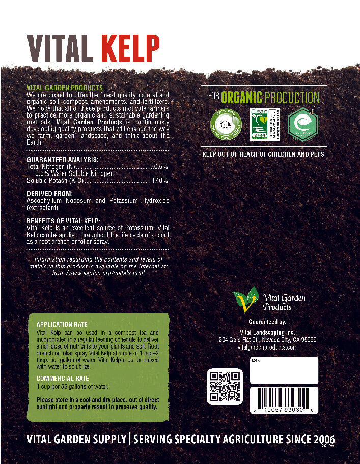 Vital Kelp 0.5-0-17 – Soluble Organic Kelp Fertilizer