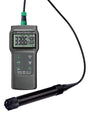 Digital oxygen meter with probe on a white background