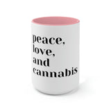 Peace, Love and Cannabis Mug