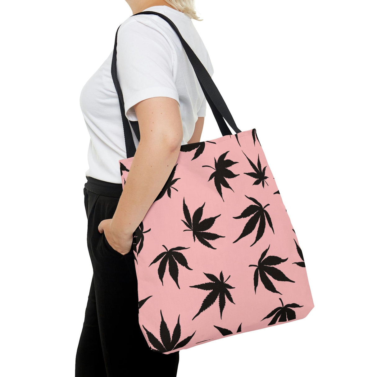 Marijuana Leaves Pink Tote Bag