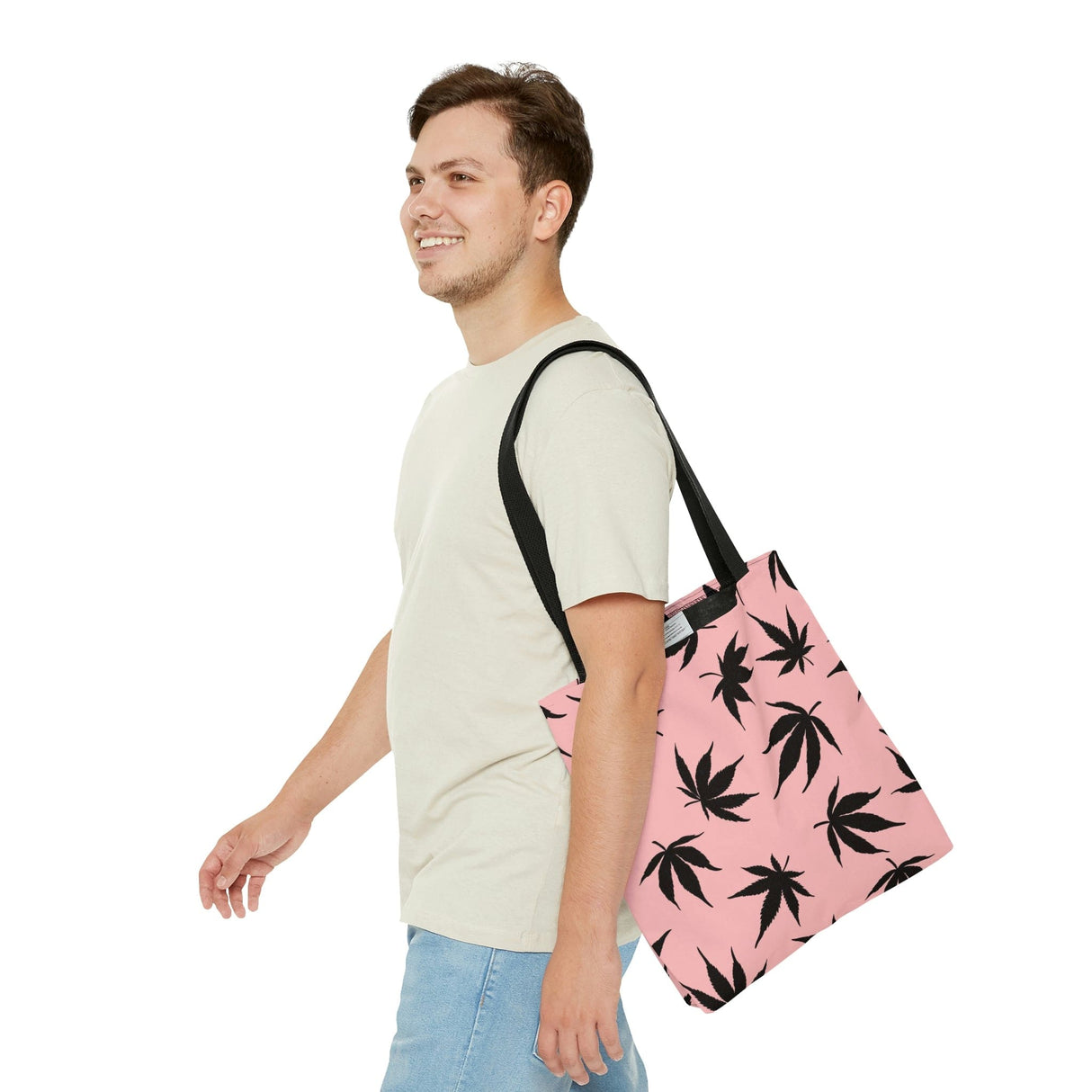 Marijuana Leaves Pink Tote Bag