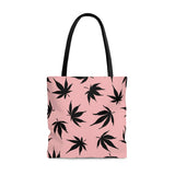 Marijuana Leaves Pink Tote Bag