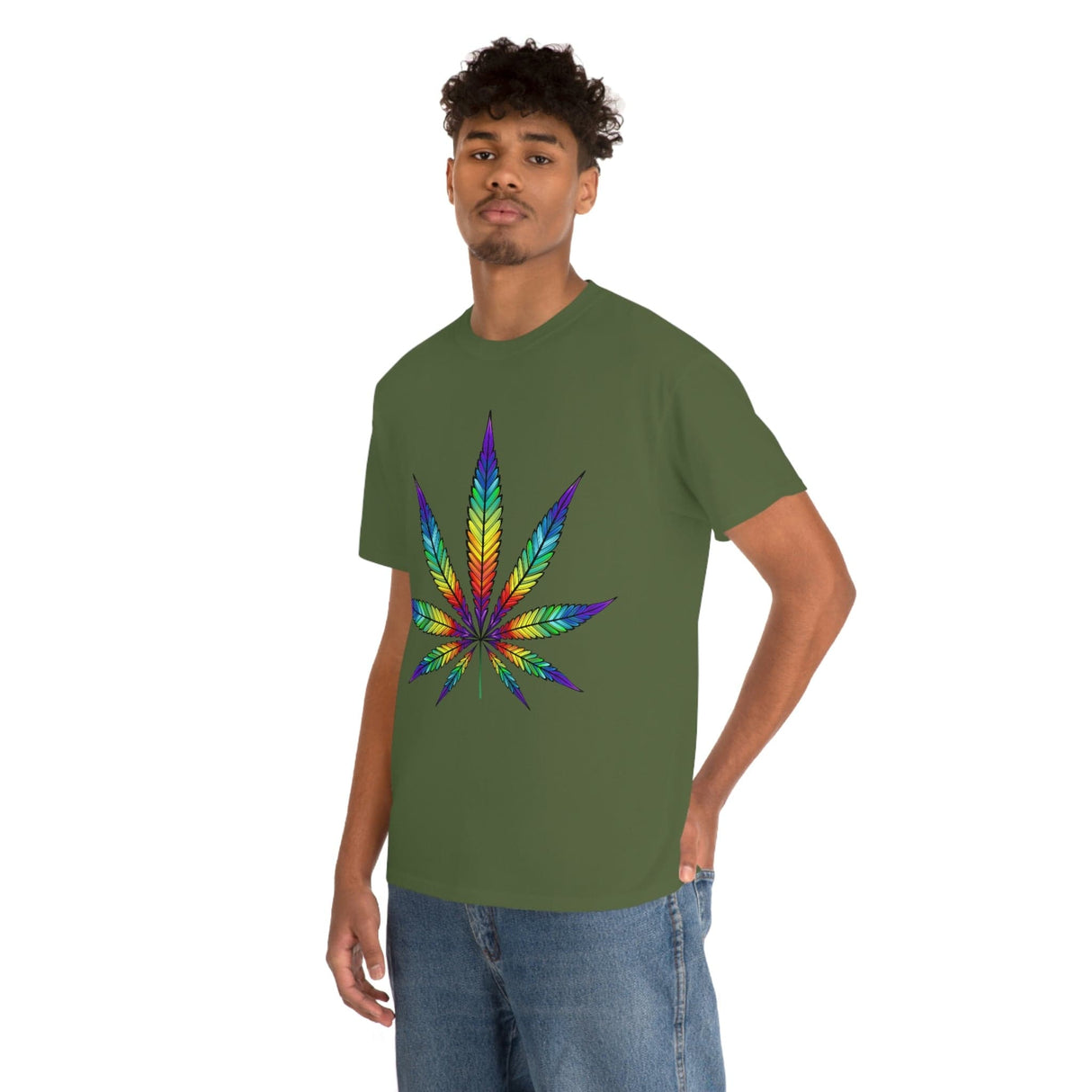Rainbow Cannabis Leaf Tee