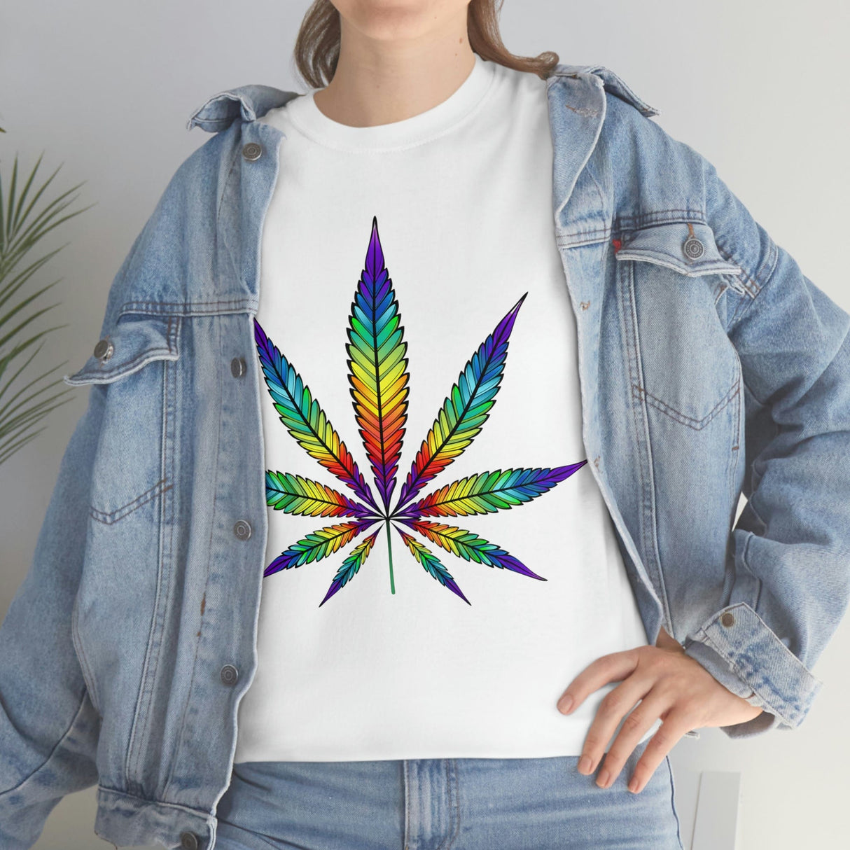Rainbow Cannabis Leaf Tee