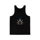Rainbow Weed Leaf Unisex Jersey Tank
